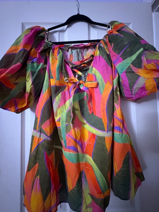 Anthropologie x FARM rio Multicolor Pink Orange Green cover up sz small - Picture 4 of 5